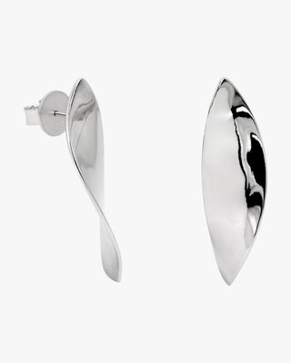 Original silver earrings with a curved design