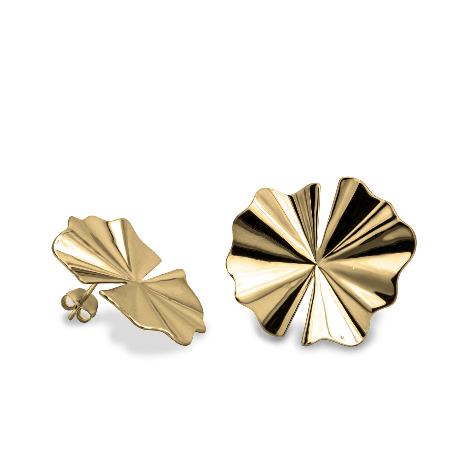 Pendientes originales de plata bañado con oro con diseño nature