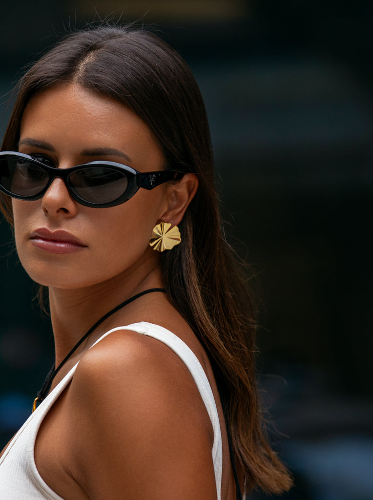 Pendientes originales de plata bañado con oro con diseño nature
