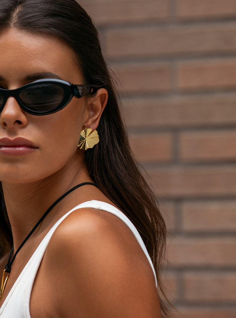 Pendientes originales de plata bañado con oro con diseño nature