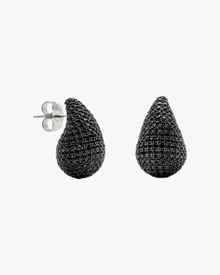 Pendientes originales de plata en forma de gota mini con circonita negra