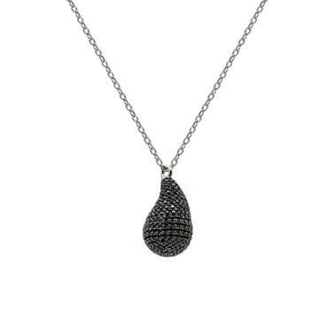 Collar original de plata en forma de gota mini con circonita negra