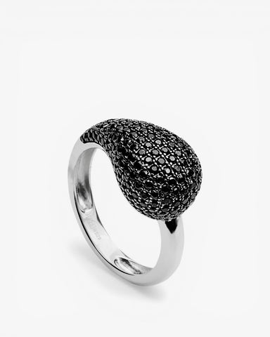 Anillo de plata en forma de gota mini con circonita negra