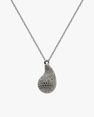 Collier original en argent en forme de mini larme avec zircone cubique