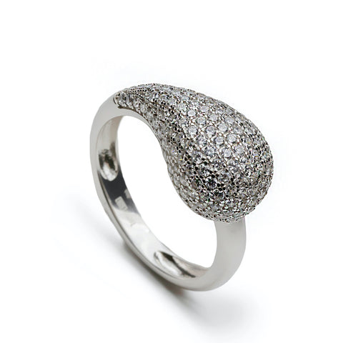 Anillo de plata en forma de gota mini con circonita