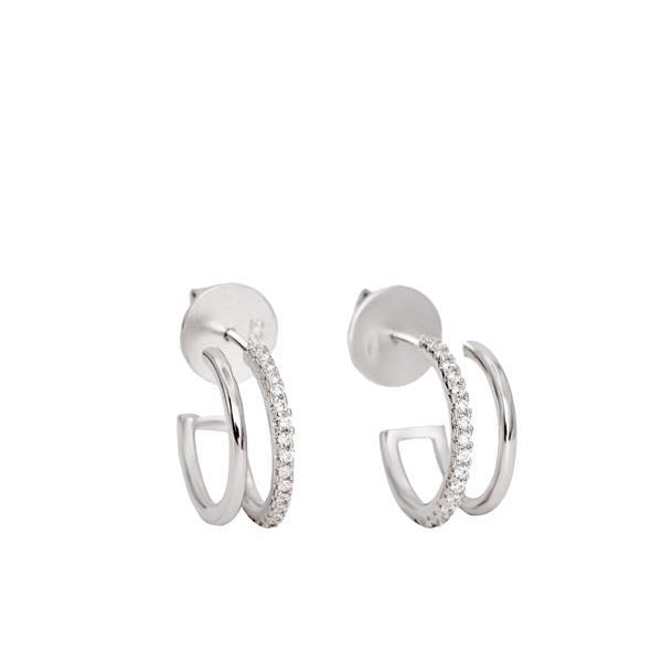 Boucles d'oreillescréole avec rail double avec zircons