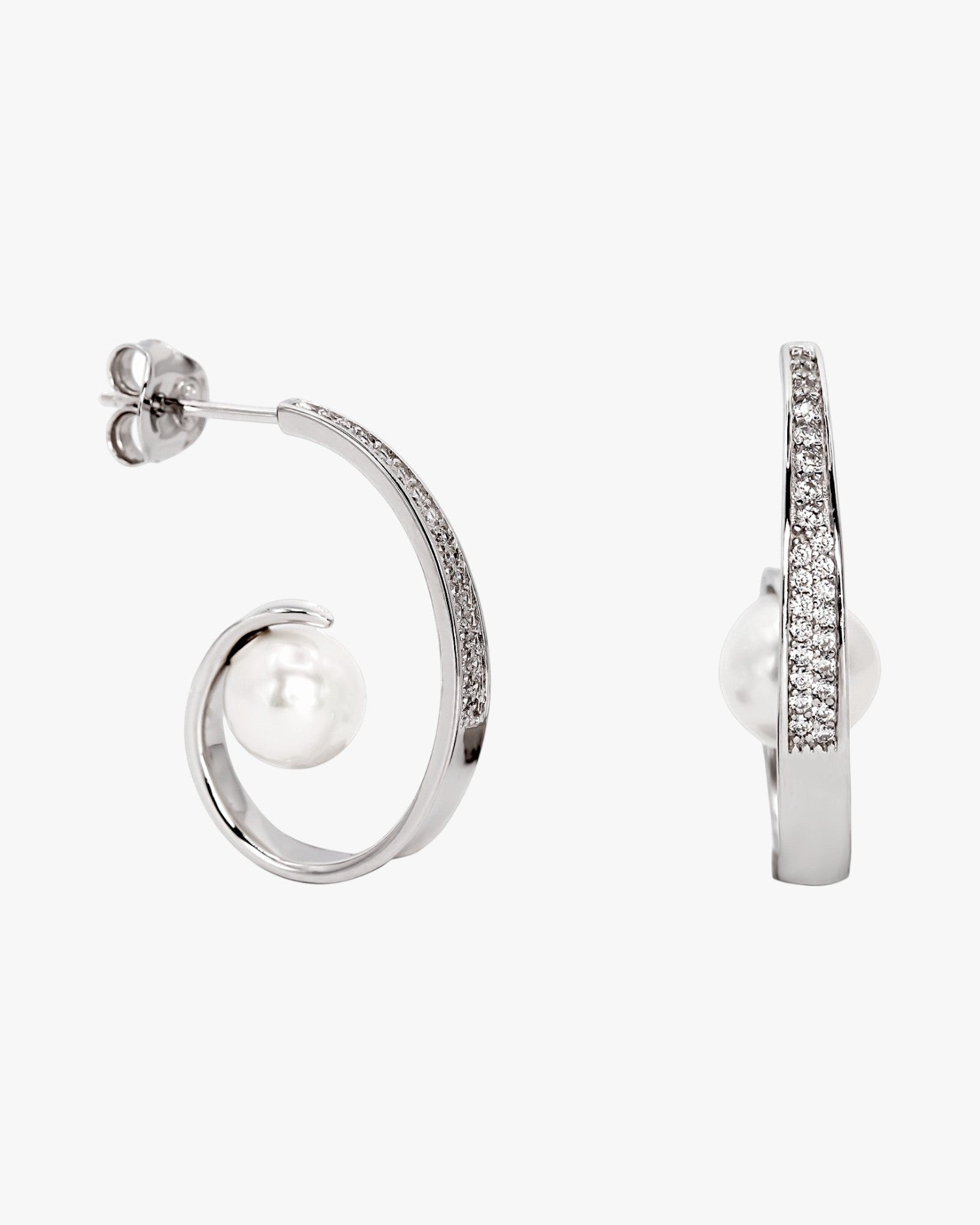 Pendientes de plata originales con perla y circonitas