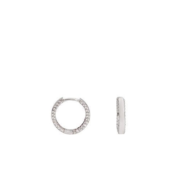 Boucles d'oreilles créole de argent petits avec mini zircons sur les côtés