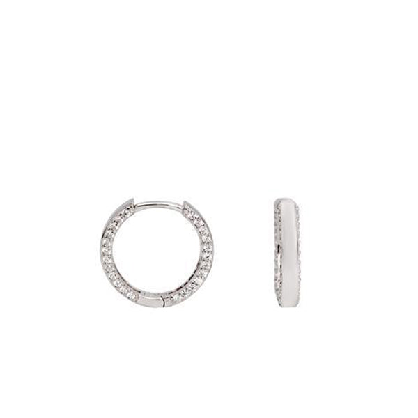 Boucles d'oreilles créole moyennes avec mini zircons sur les côtés