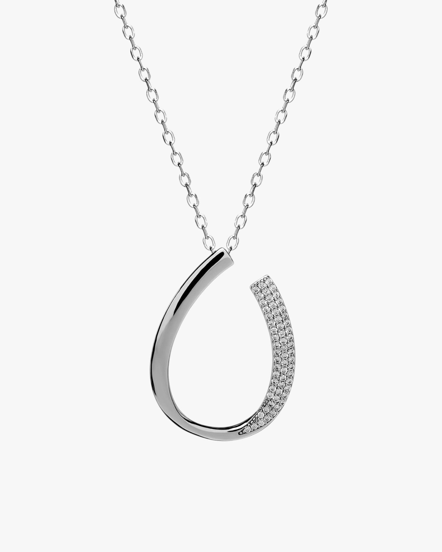 Collar de plata diseño aro abierto con circonitas