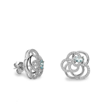 Pendientes de plata enredados con circonita tono aqua