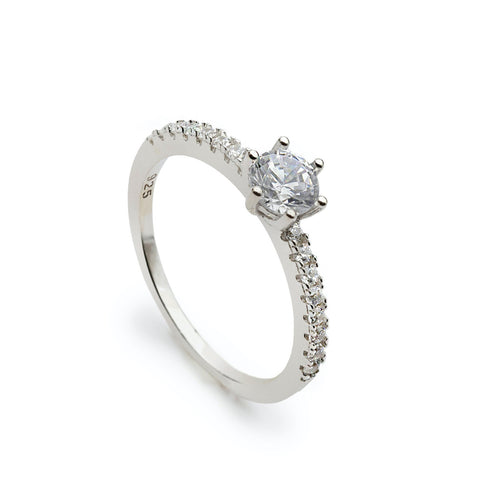 bague solitarie solitaireargent  finavec mini zircons.