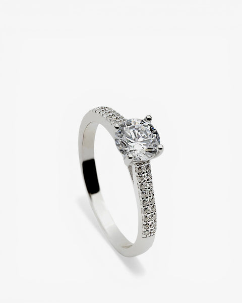 Anillo solitario con doble fila de mini circonitas