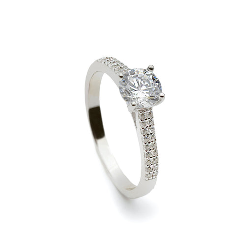 Anillo solitario con doble fila de mini circonitas