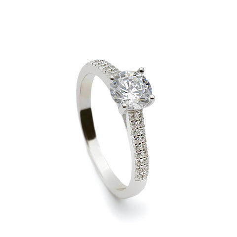 bague solitaire avec double rangée de mini zircons