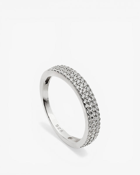 Anillo de plata con tres lineas de mini circonitas