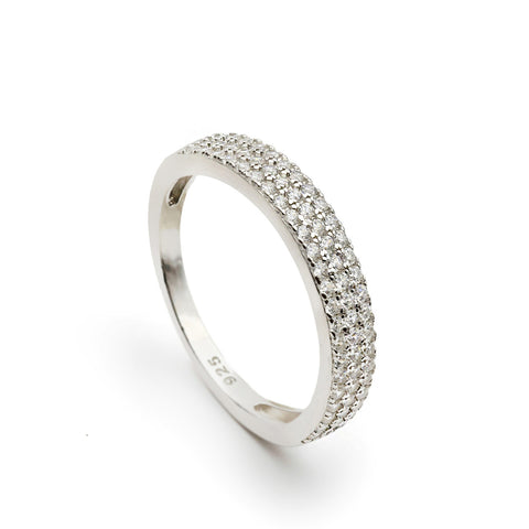 Anillo de plata con tres lineas de mini circonitas