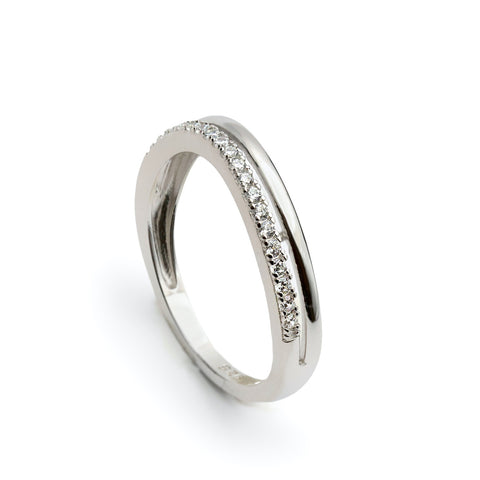 Anillo fino con circonitas doble de plata