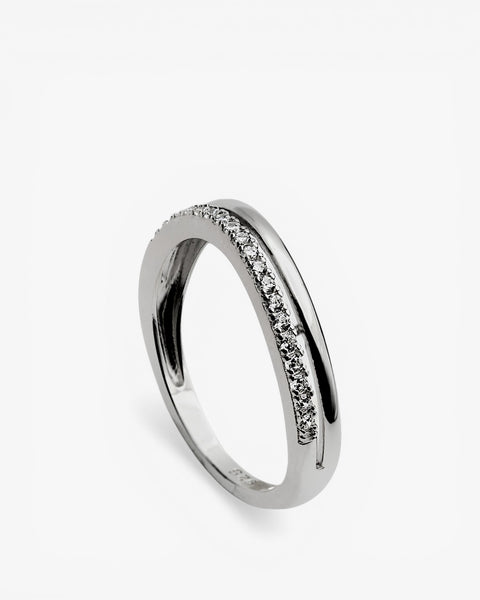 Anillo fino con circonitas doble de plata