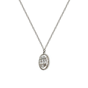 Collar pequeño de plata con circonita en forma ovalada