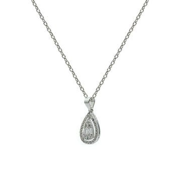 Collar pequeño de plata doble con circonita en forma gota