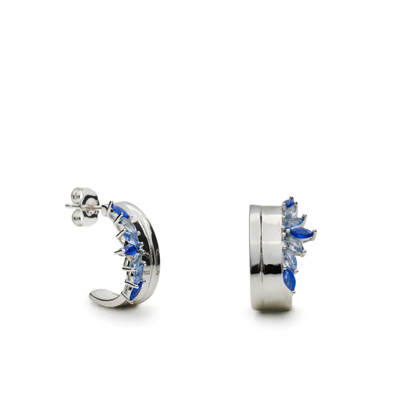 Pendientes gemas de colores en tonos azul inspiración floral