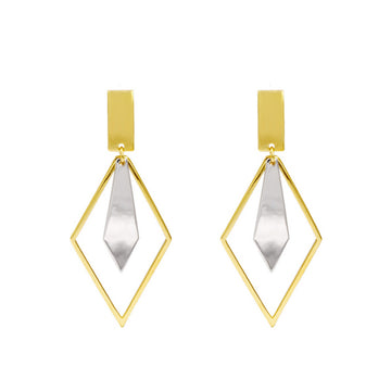 Pendientes de plata geométricos bicolor