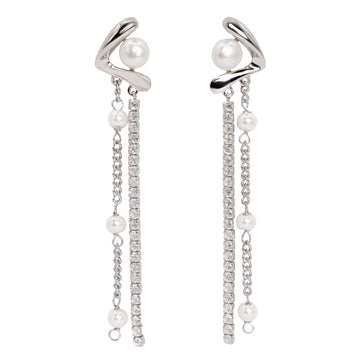 Pendientes con perlas y circonitas largos