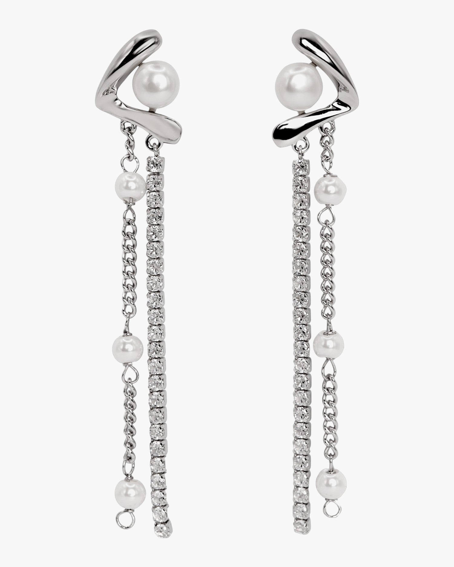 Pendientes con perlas y circonitas largos