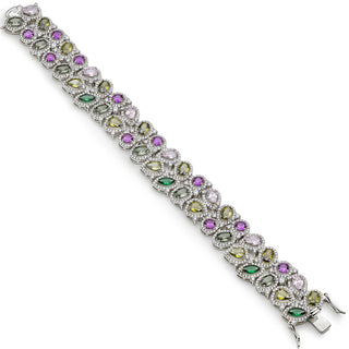 Pulsera con piedras multicolor en tonos calidos y circonitas