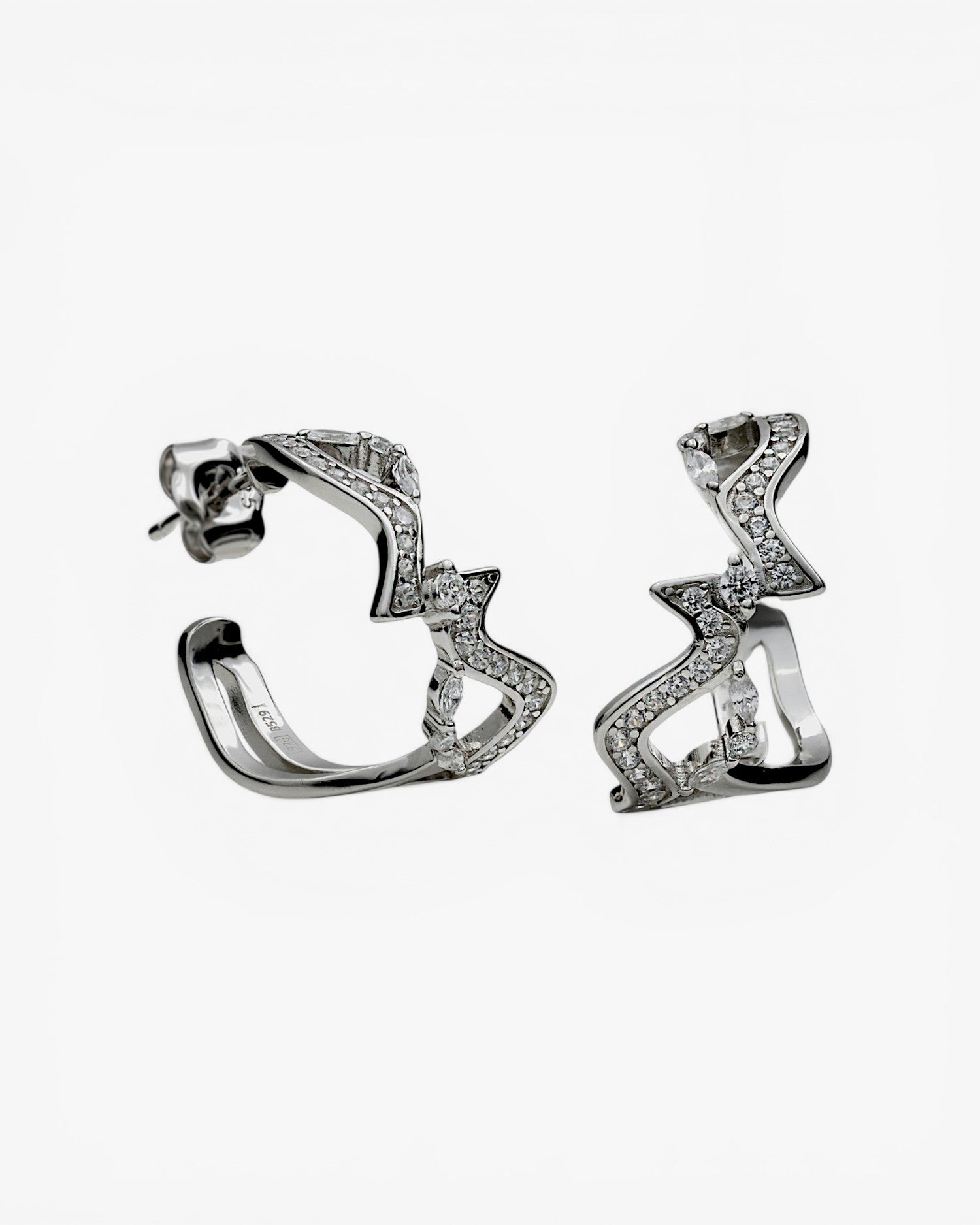 Zigzag knot-style hoop earrings with cubic zirconia