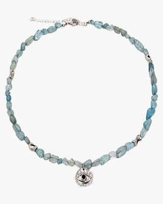Collar con piedras en tono calcedonia y detalles en plata