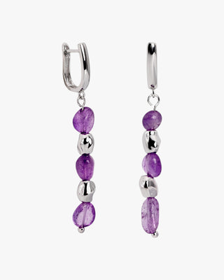 Pendientes de piedra natural en tono amatista