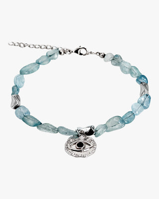 Pulsera con piedras en tono calcedonia y detalles en plata