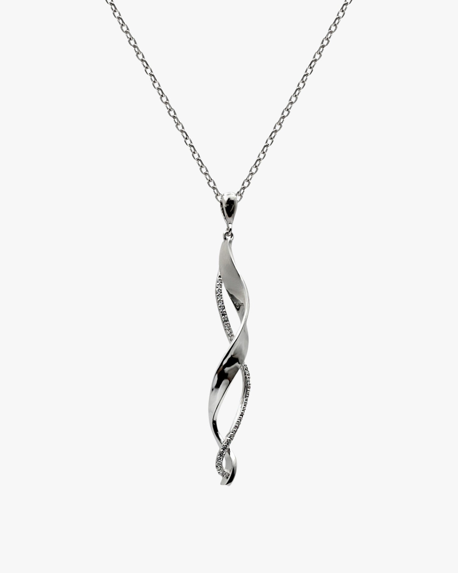 Colgante de plata 925 con diseño espiral y circonitas