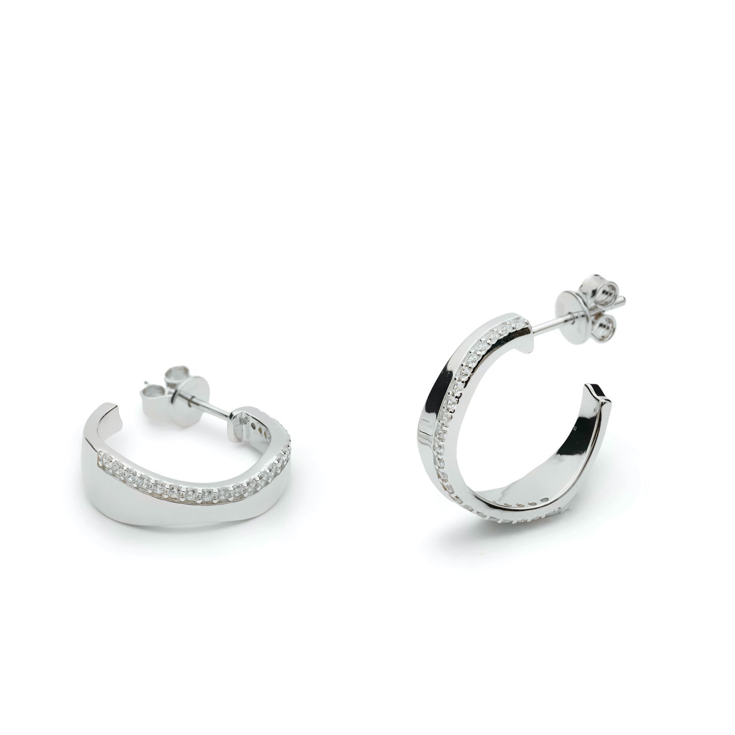 Pendientes aro anchos irregular con linia de circonita