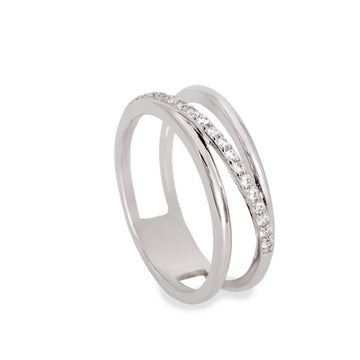 Anillo con triple railes central con circonita