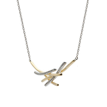 Collar de plata bicolor diseño lineal con circonitas