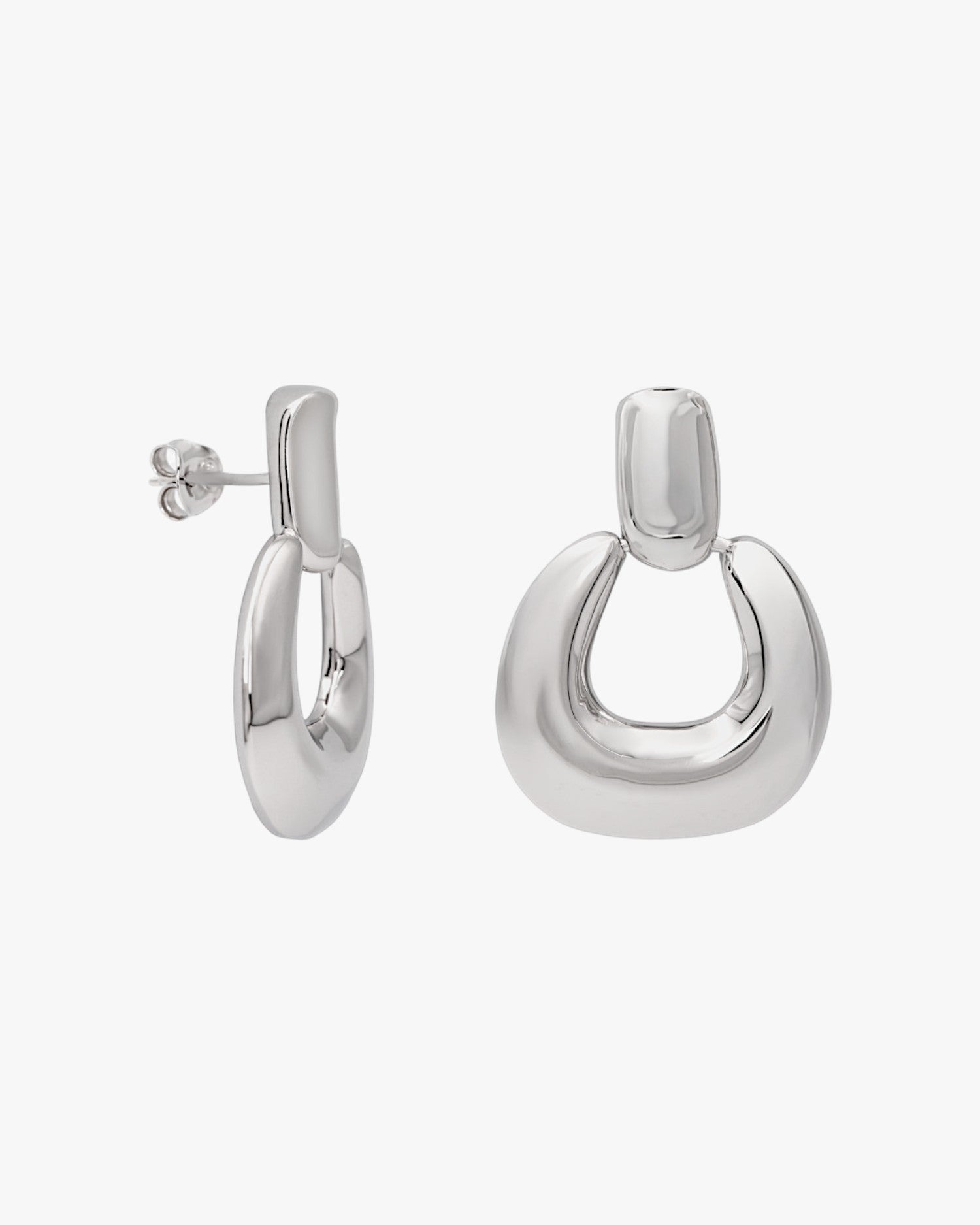 Pendientes de plata modernos de aro grueso