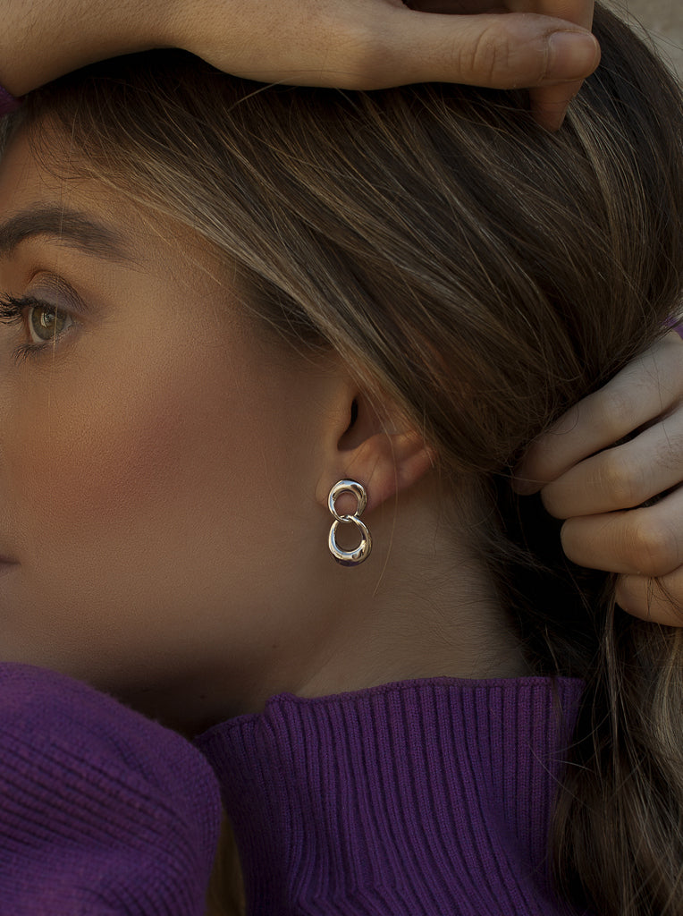 Original double link silver earrings