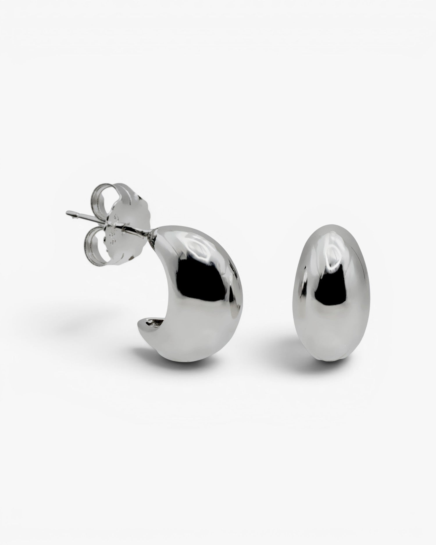 Pendientes  de plata en forma media luna