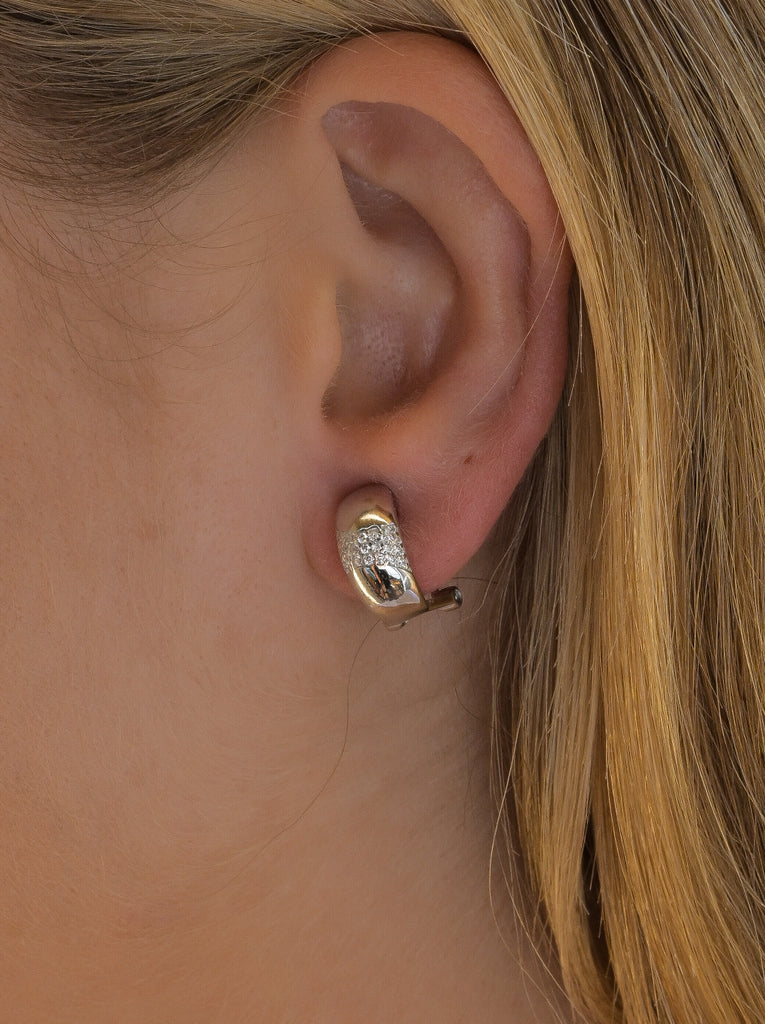 Boucles d'oreilles fermeture omega avec zircons de argent