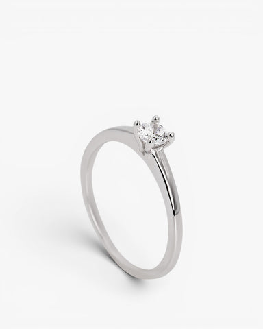 Anillo solitario de plata 925 con circonita en garra
