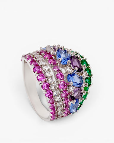 Anillos con piedras cuatro carriles en tonos morados