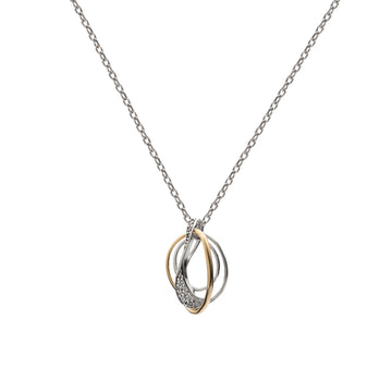 Collier bicolore en argent orné de zirconiums cubiques entrelacés