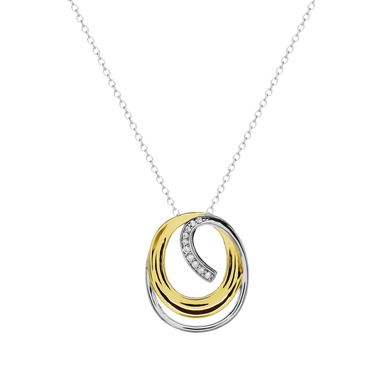 Collar de plata bicolor con circonitas diseño remolino