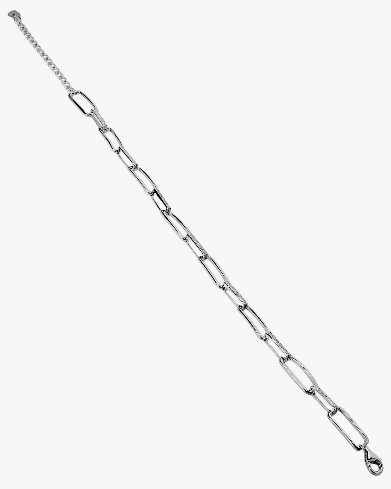 Bracelets à maillons en argent avec zircon cubique rectangulaire