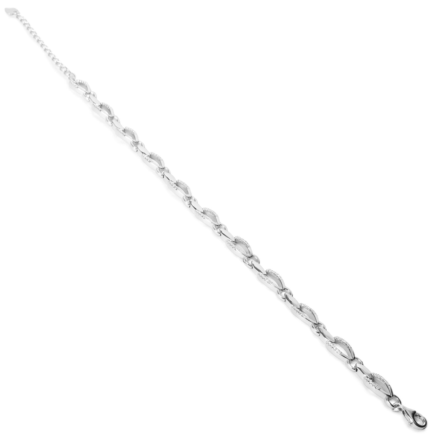Pulseras eslabones irregulares de plata con circonitas
