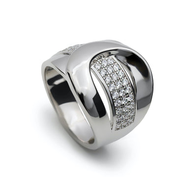 Anillo de plata ancho con banda de circonita