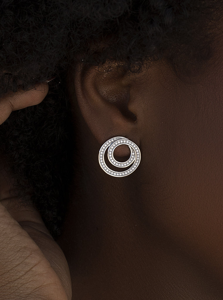 Pendientes de plata con circonitas diseño espiral